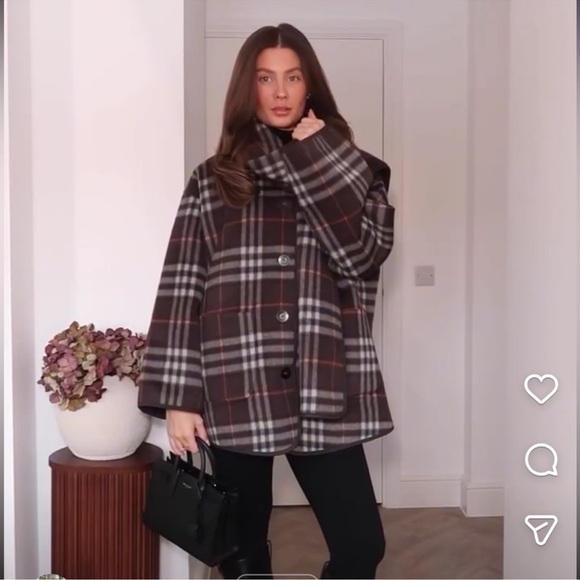 ZARA SHORT PLAID SCARF KNIT COAT - Picture 4 of 16
